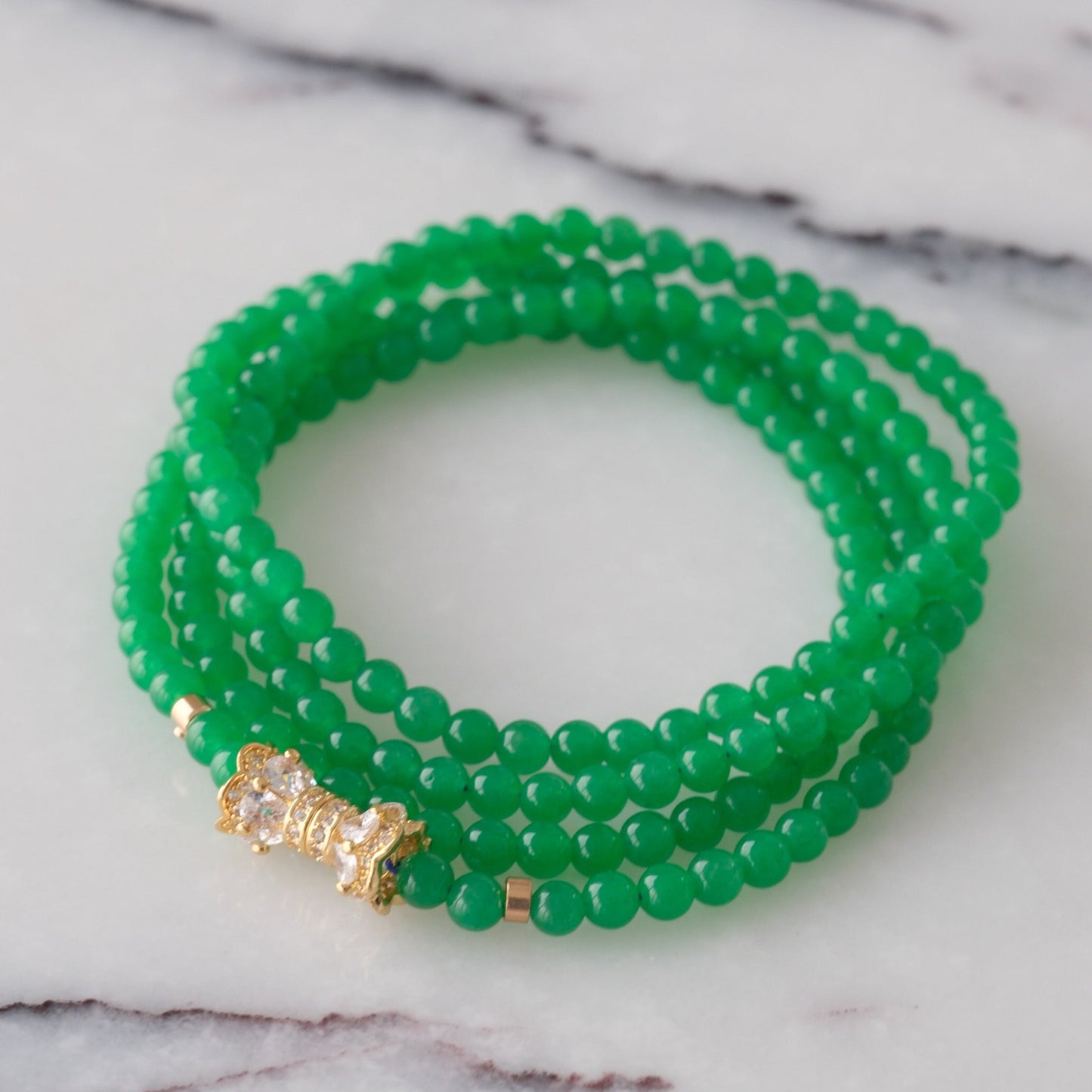 [JADE-INSPIRED] Green Beads Chrysoprase Necklace/Bracelet