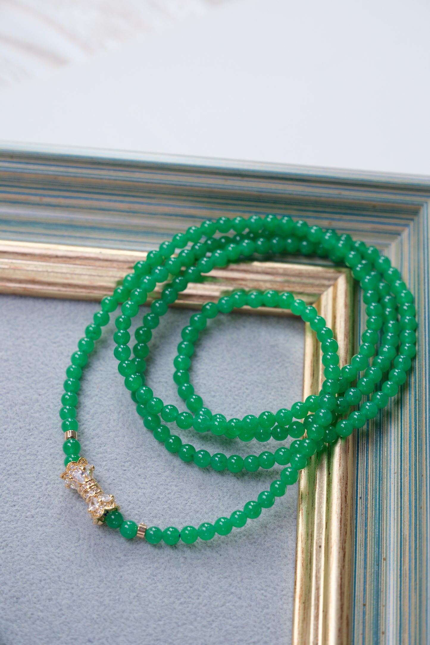 [JADE-INSPIRED] Green Beads Chrysoprase Necklace/Bracelet