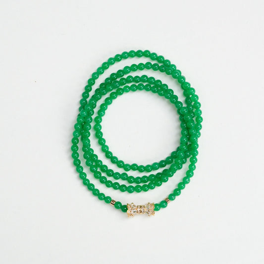 Jade-inspired Green Bead Quartz Necklace/Bracelet