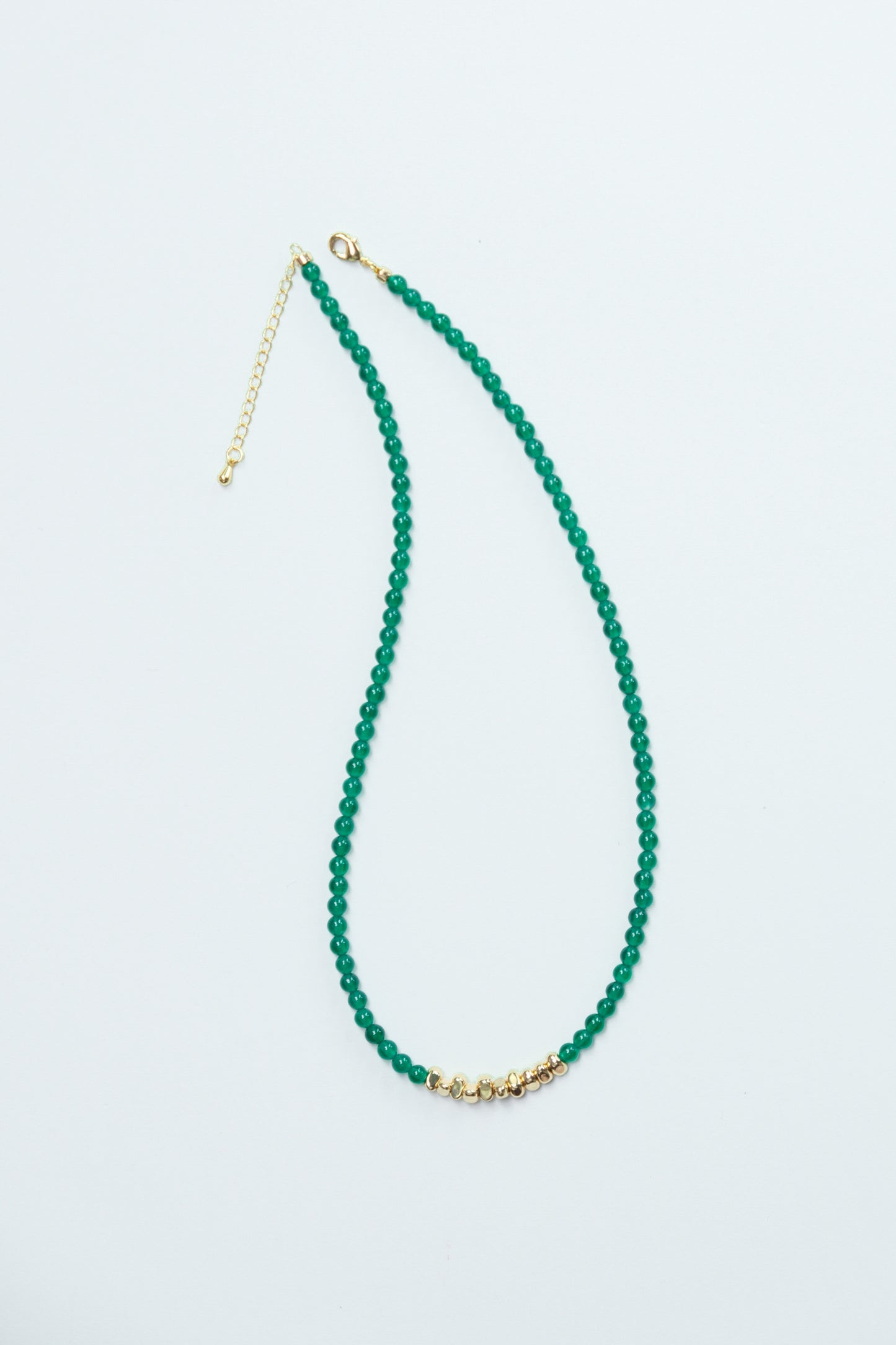 [SERENITY] Natural Green Agate with 14K Gold Filled Faceted Beads