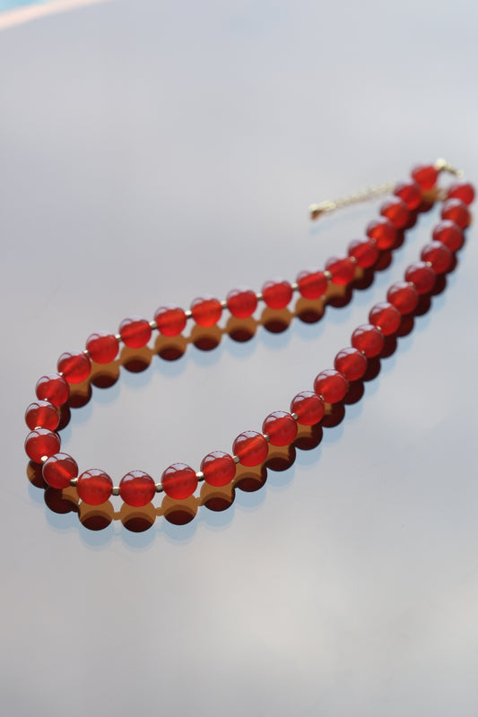 [ELEGANT] Red Carnelian Beaded Necklace Choker